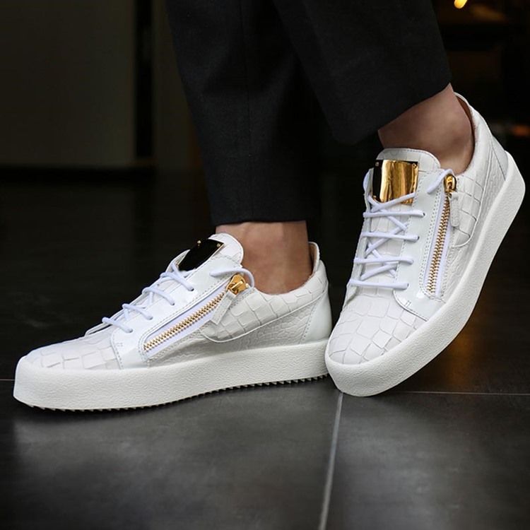 Sequin Zipper Round Toe Herresneakers