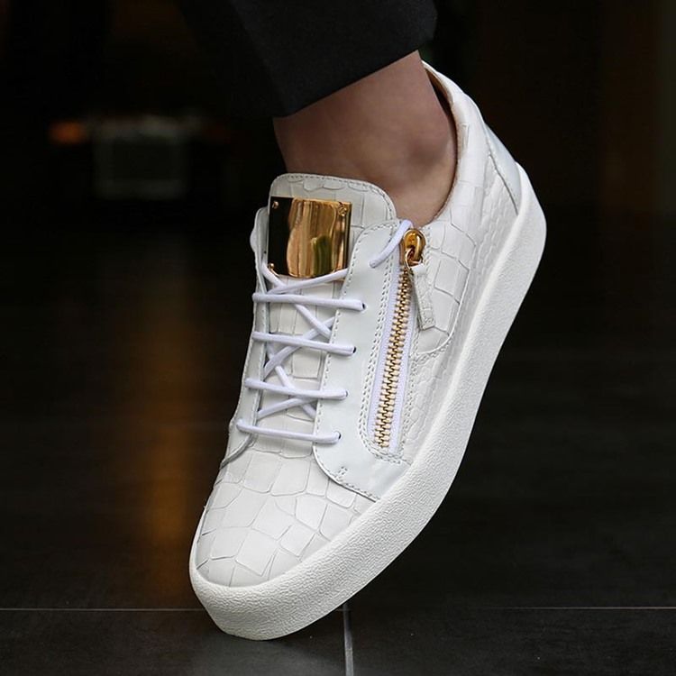 Sequin Zipper Round Toe Herresneakers