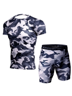 Herre Print Anti-sweat Shorts Pullover Sports Sets