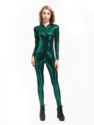 Kvinner Anti-sweat Fish Scale Print Full Lengde Sport Jumpsuit