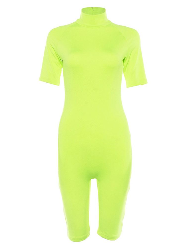 Kvinner Solid Kort Ermet Sportsgymnastikk Jumpsuit