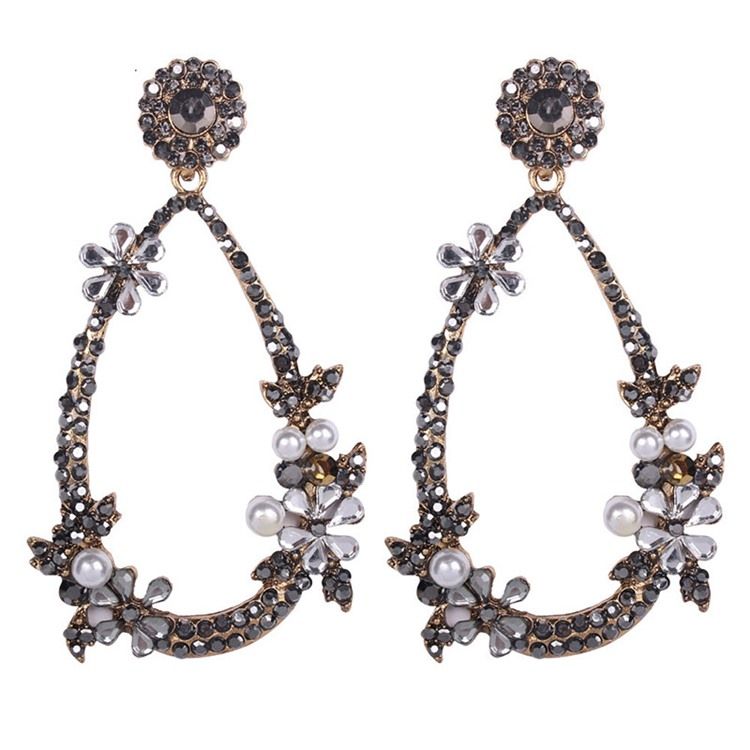 Floral Diamante Ball Earrings