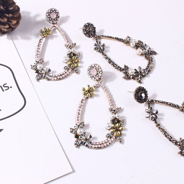 Floral Diamante Ball Earrings