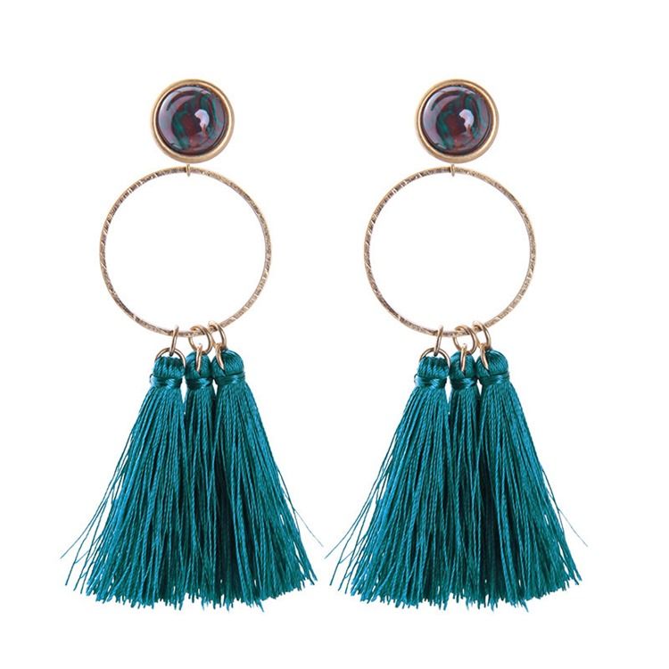 Peacock Blue Alloy Ball Earrings