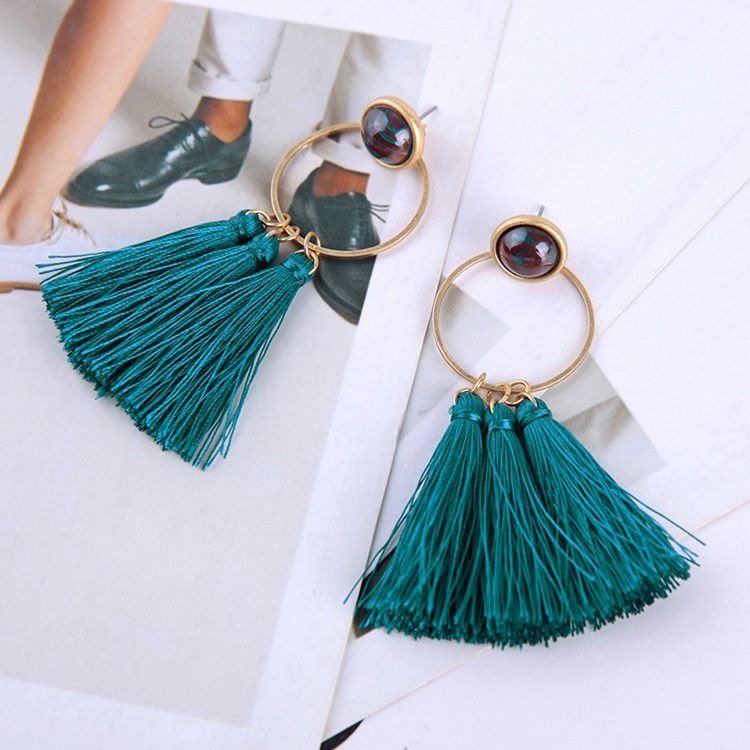 Peacock Blue Alloy Ball Earrings