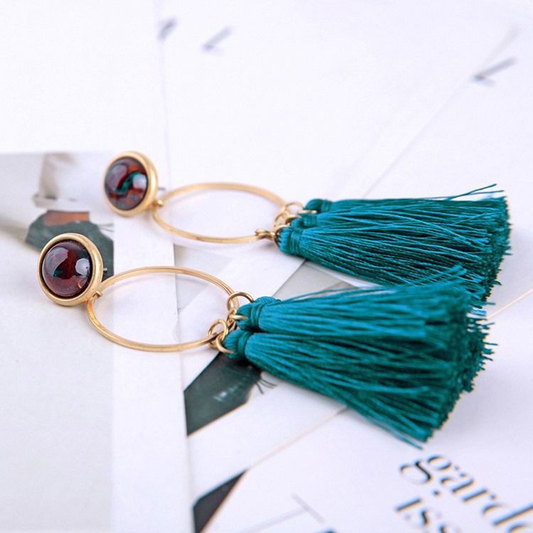 Peacock Blue Alloy Ball Earrings