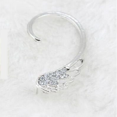 Wing Shaped Rhinestone Ear Cuff