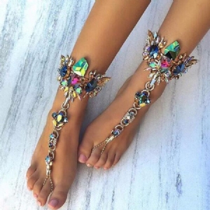 Eksotisk Stil Fargerik Rhinestone Anklet