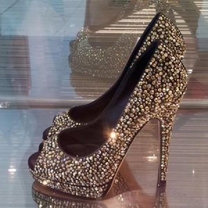 Kvinner Rhinestone Peep Toe Platform Ball Sko