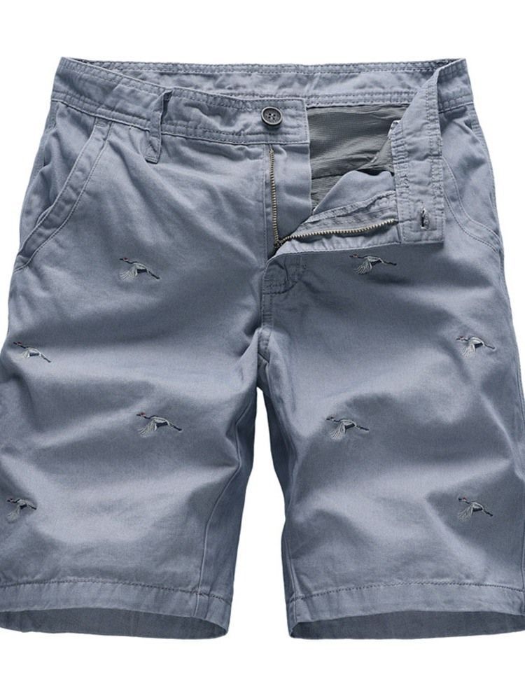 Animal Straight Broderi Mid Waist Casual Herre Shorts