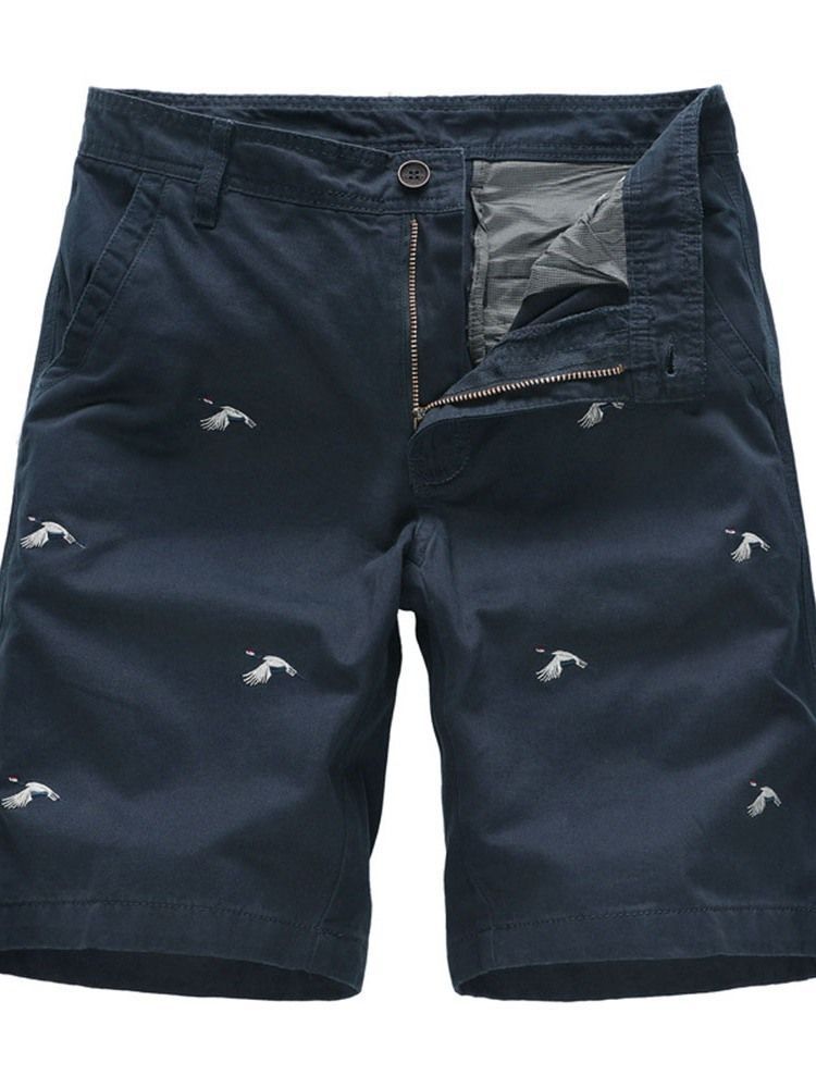 Animal Straight Broderi Mid Waist Casual Herre Shorts