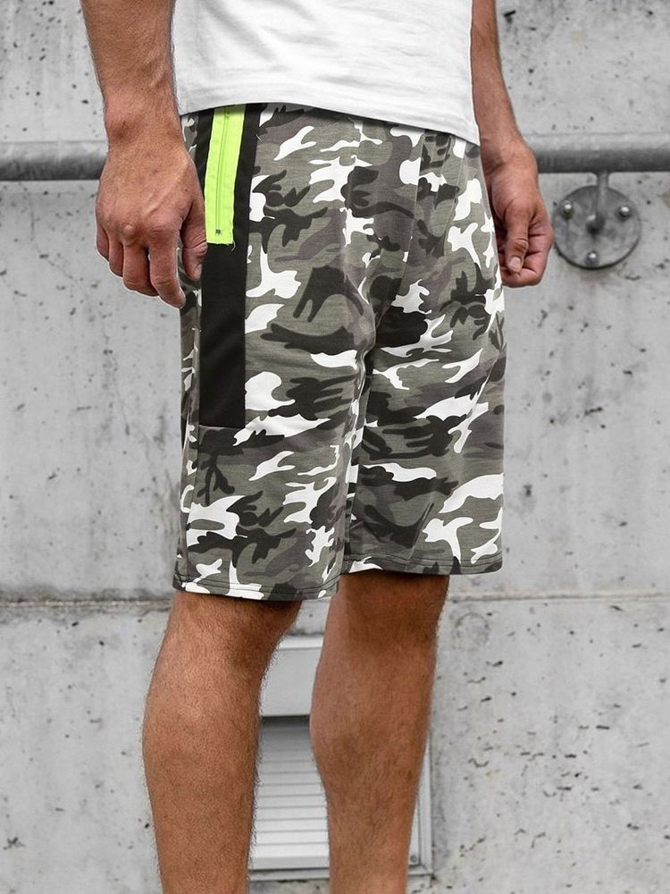 Camouflage Straight Locket Beach Shorts For Menn