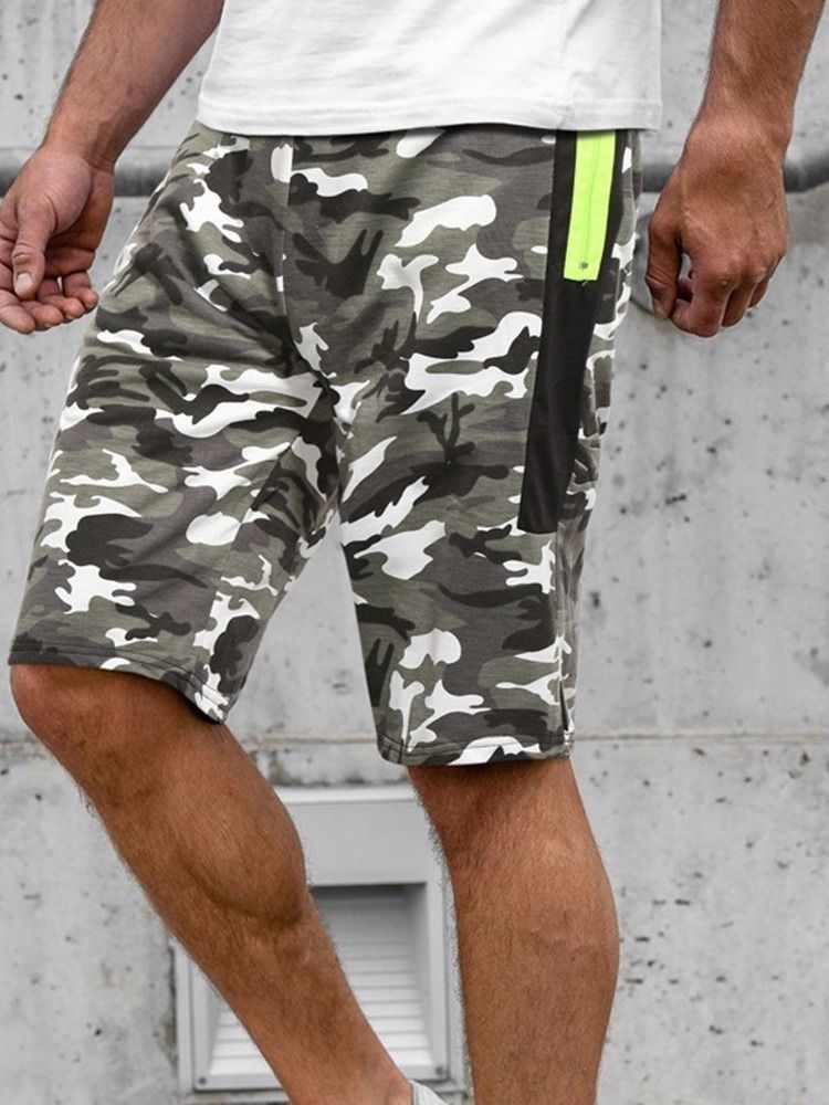 Camouflage Straight Locket Beach Shorts For Menn