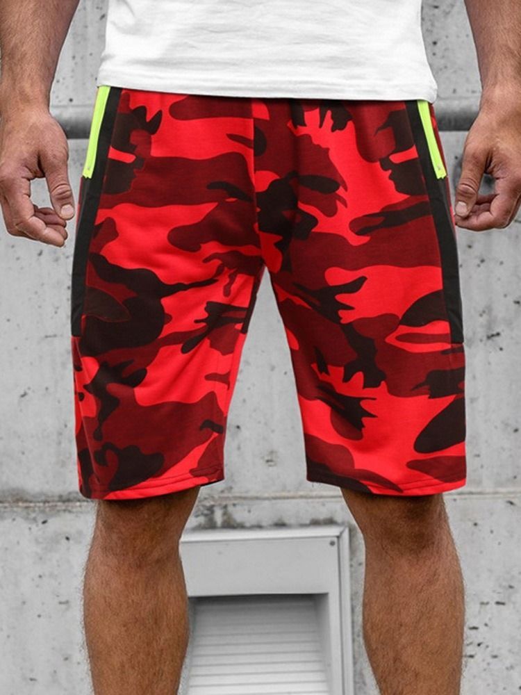 Camouflage Straight Locket Beach Shorts For Menn