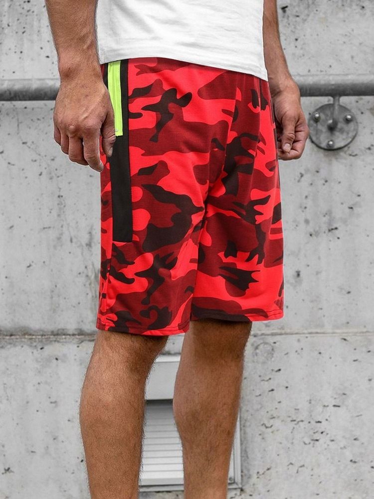 Camouflage Straight Locket Beach Shorts For Menn