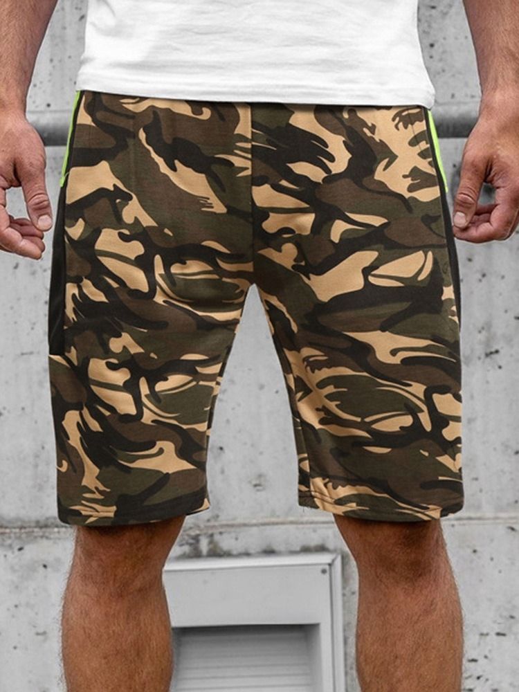 Camouflage Straight Locket Beach Shorts For Menn