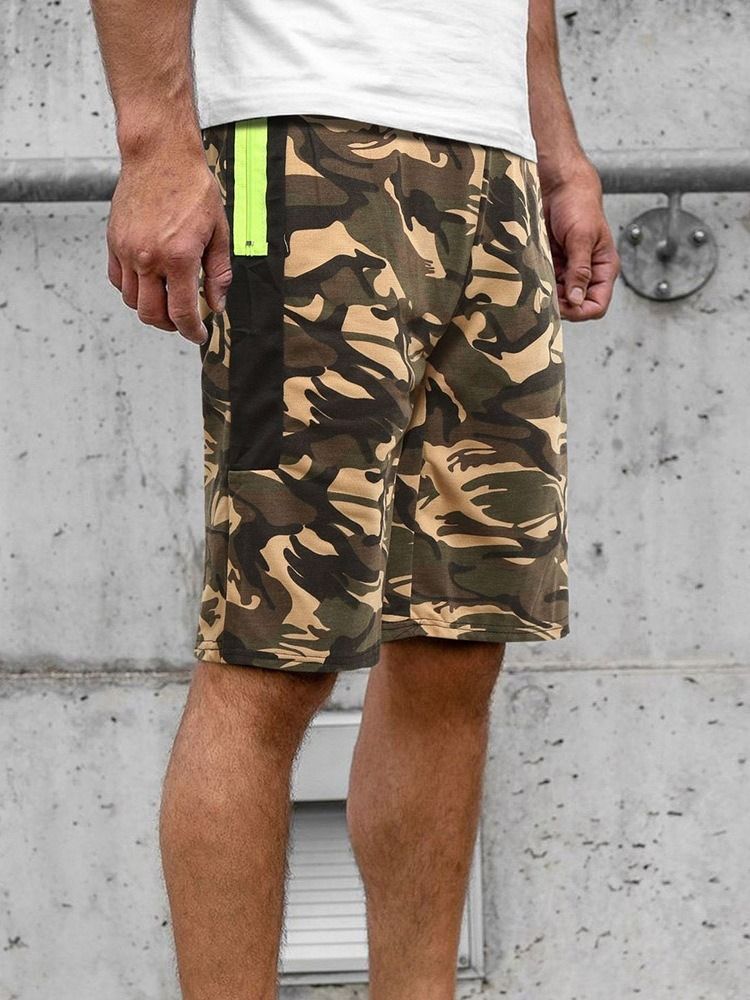 Camouflage Straight Locket Beach Shorts For Menn