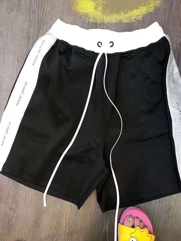 Color Block Straight Lace-up Casual Lace-up Herre Shorts