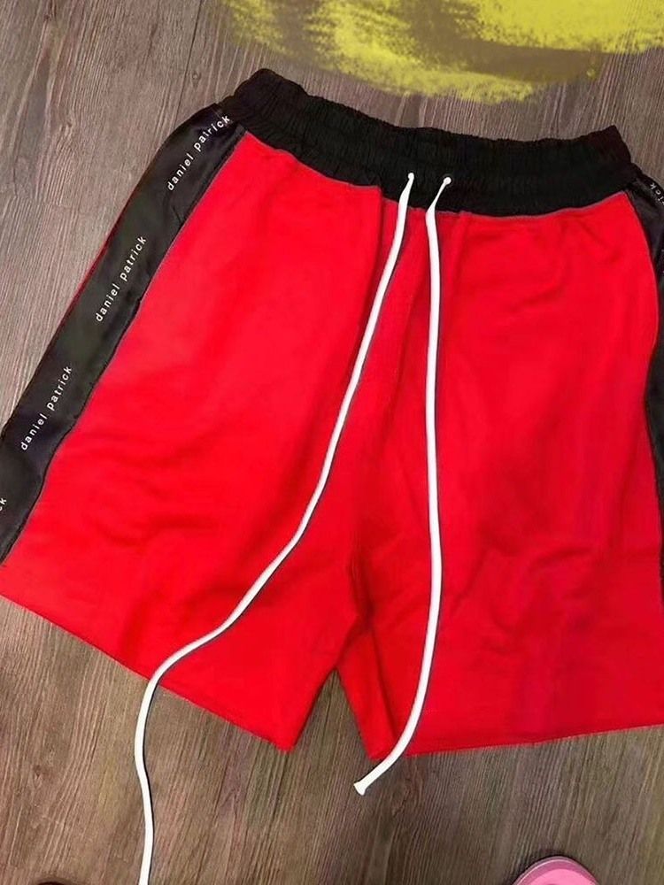 Color Block Straight Lace-up Casual Lace-up Herre Shorts