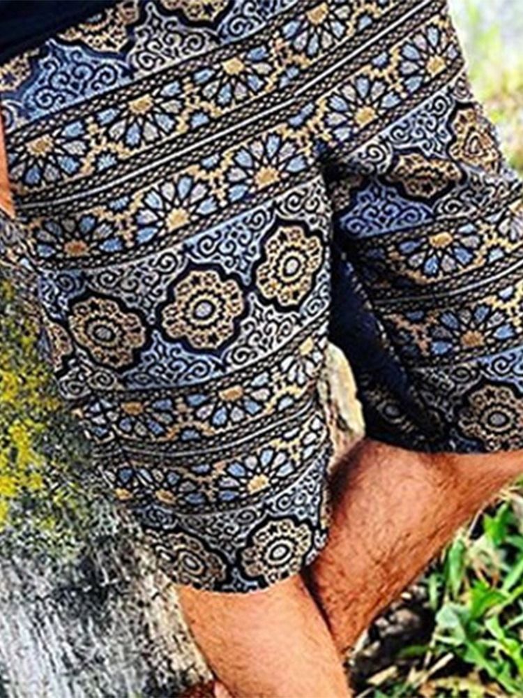 Floral Print Straight Casual Shorts For Menn