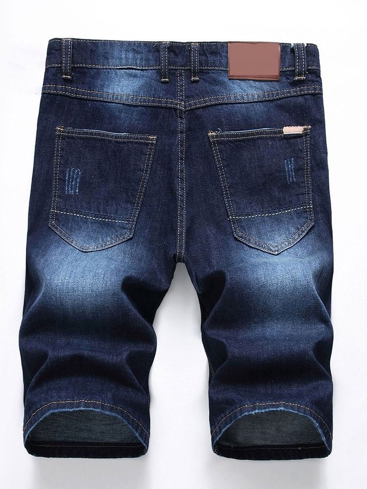 Hole European Mid Waist Denim Shorts For Menn