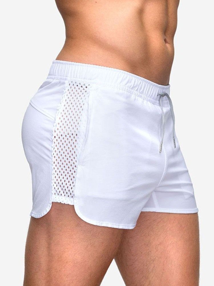 Lace-up Slim Plain Mid Waist Casual Herre Shorts