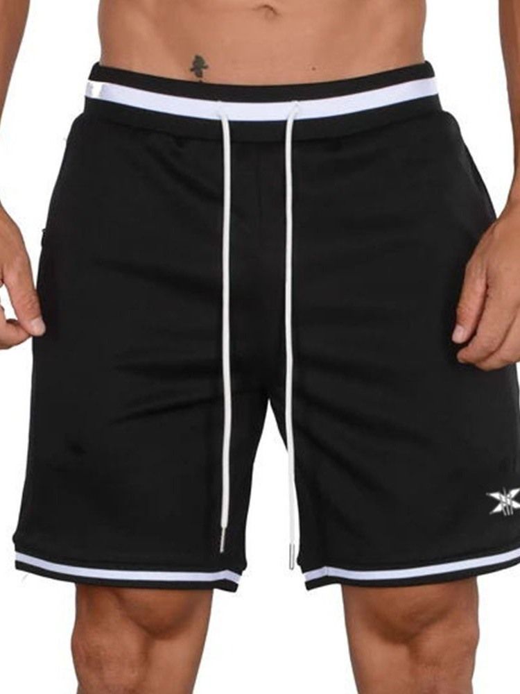 Løs Stripetrykk For Menn Casual Mid Waist Shorts