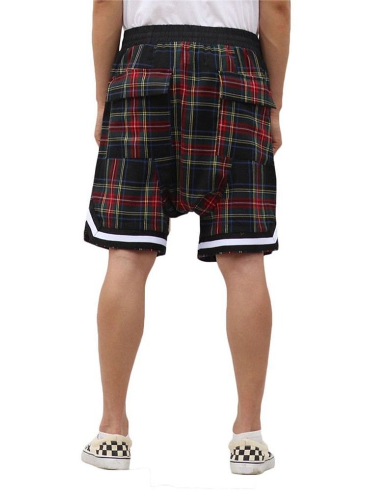 Plaid Loose Casual Lace-up Shorts For Menn