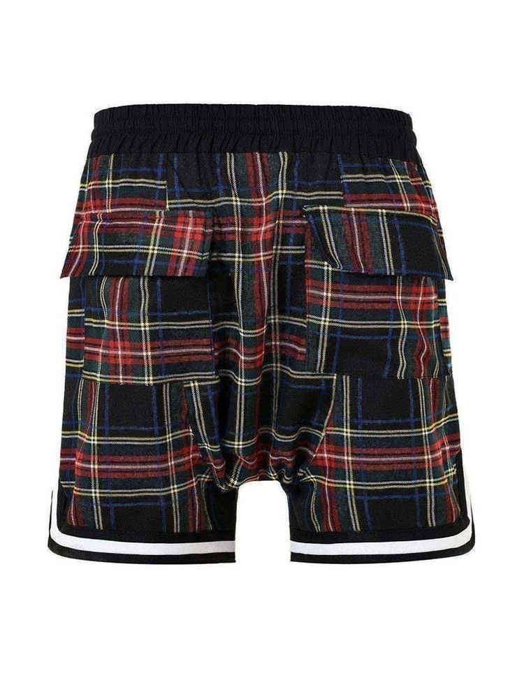 Plaid Loose Casual Lace-up Shorts For Menn