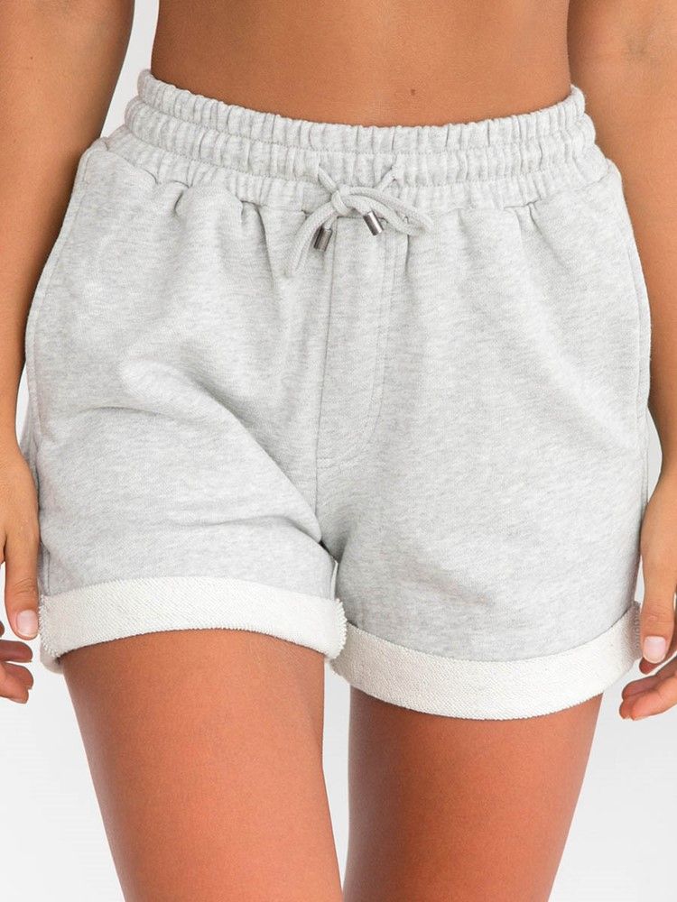 Plain Lace-up Sportsshorts For Kvinner