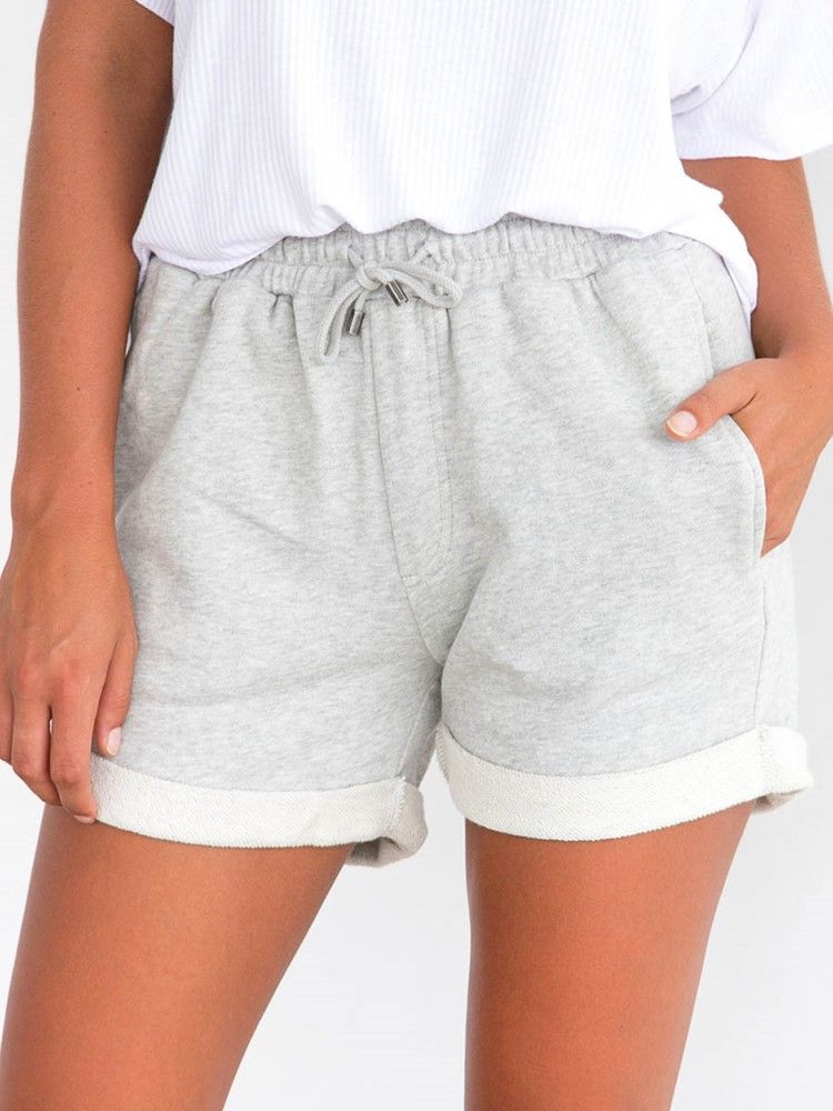 Plain Lace-up Sportsshorts For Kvinner