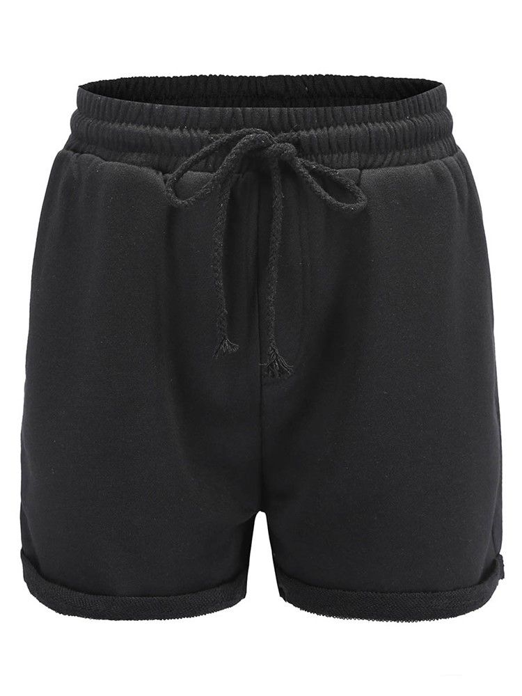 Plain Lace-up Sportsshorts For Kvinner