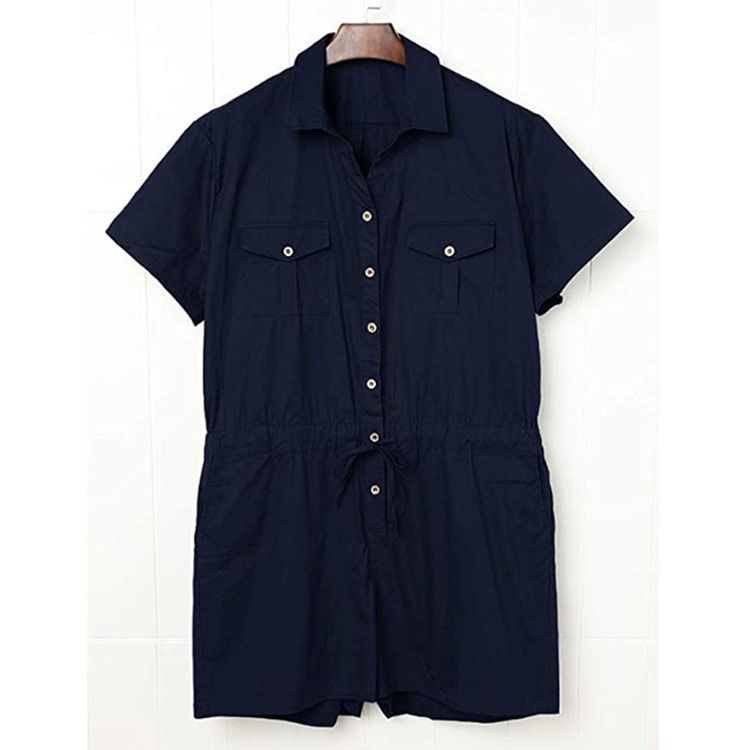 Plain Pocket Shorts For Menn Jumpsuits Overalls