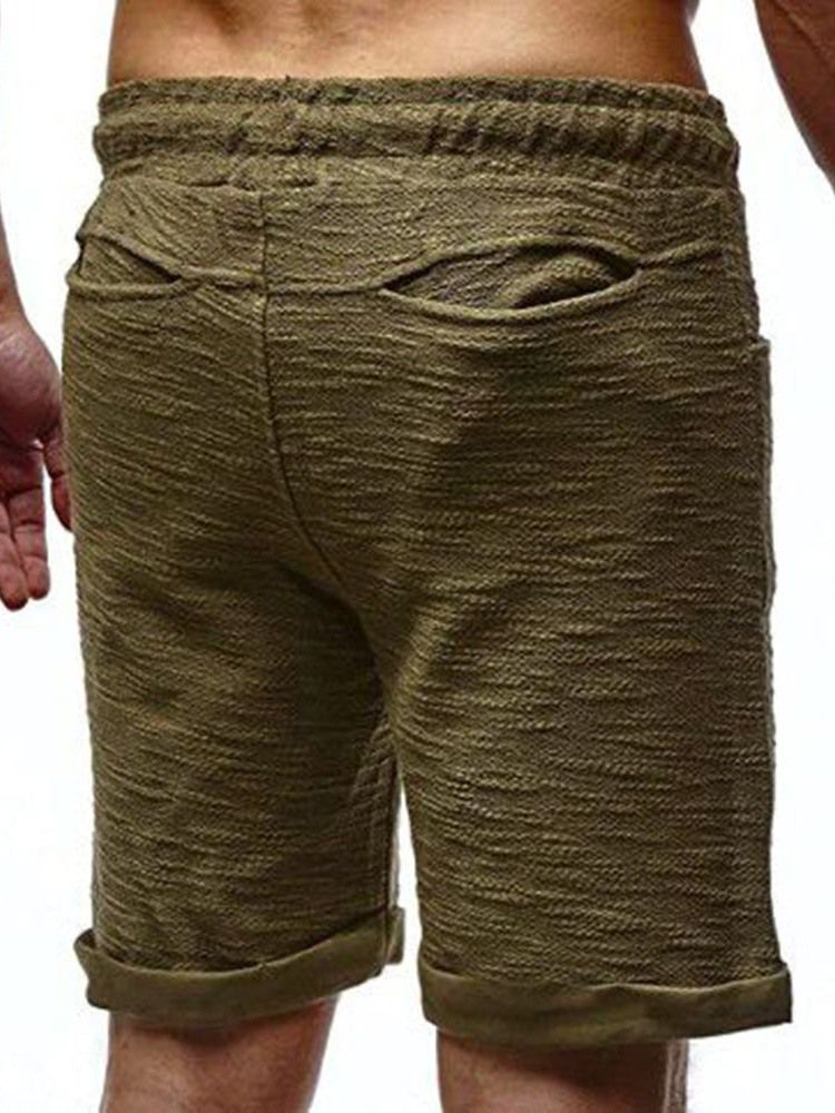 Plain Slim Elastics Mid Waist Shorts For Menn