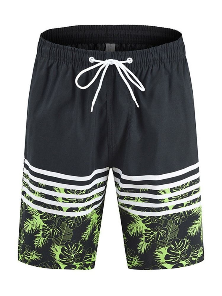 Plant Lace-up Mid Waist Casual Shorts For Menn