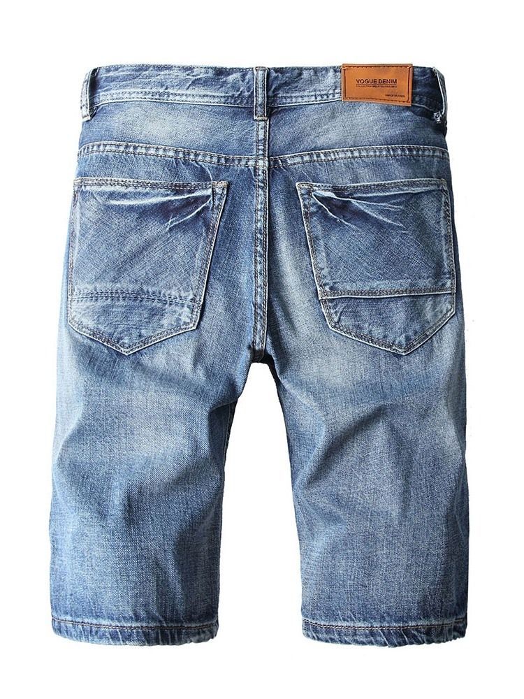 Pocket Straight Zipper Denim Shorts For Menn