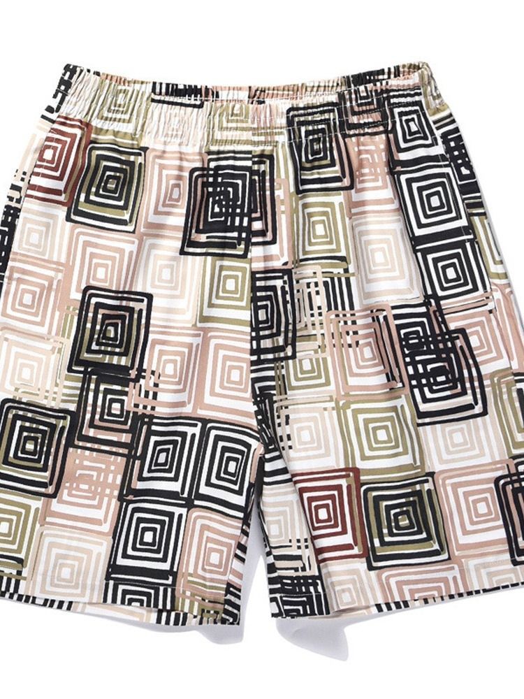 Print Geometric Beach Shorts For Menn