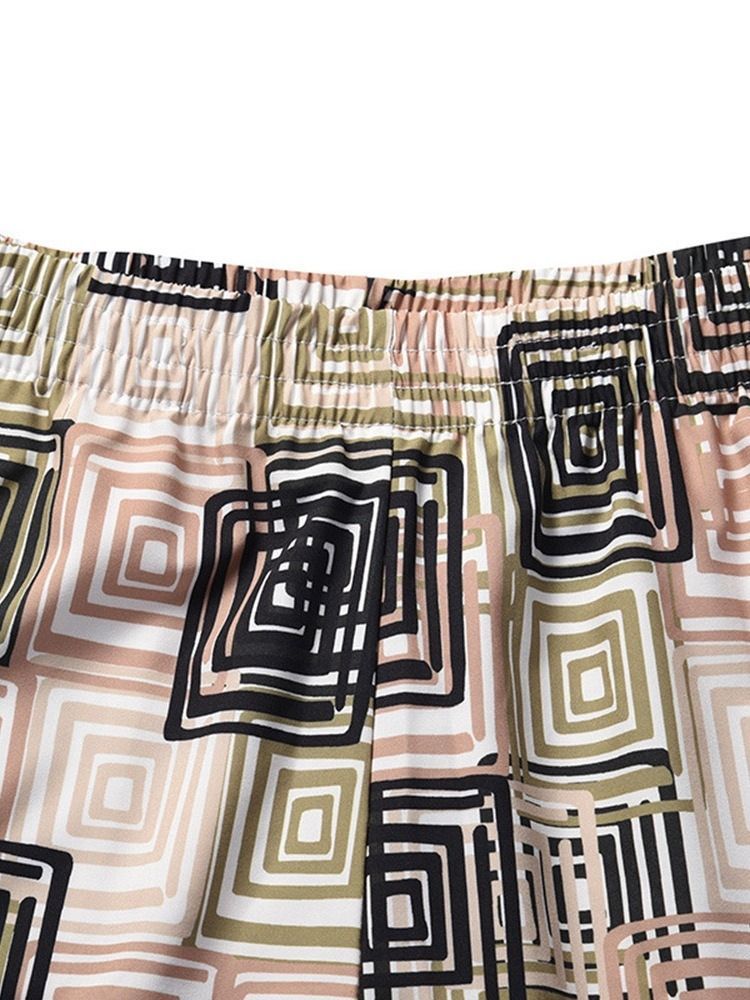 Print Geometric Beach Shorts For Menn