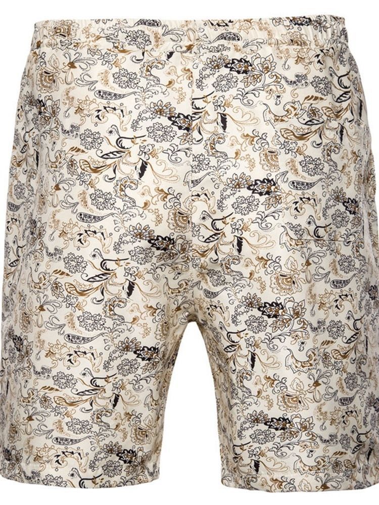 Print Straight Floral Lace-up Sports Shorts For Menn