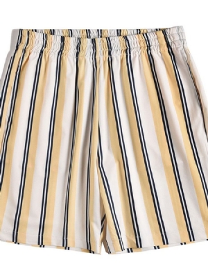 Print Stripe Loose Elastics Casual Menns Shorts