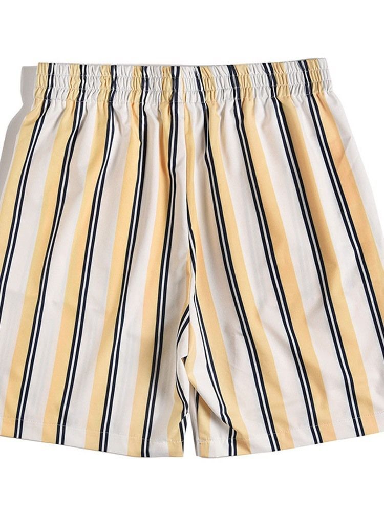 Print Stripe Loose Elastics Casual Menns Shorts