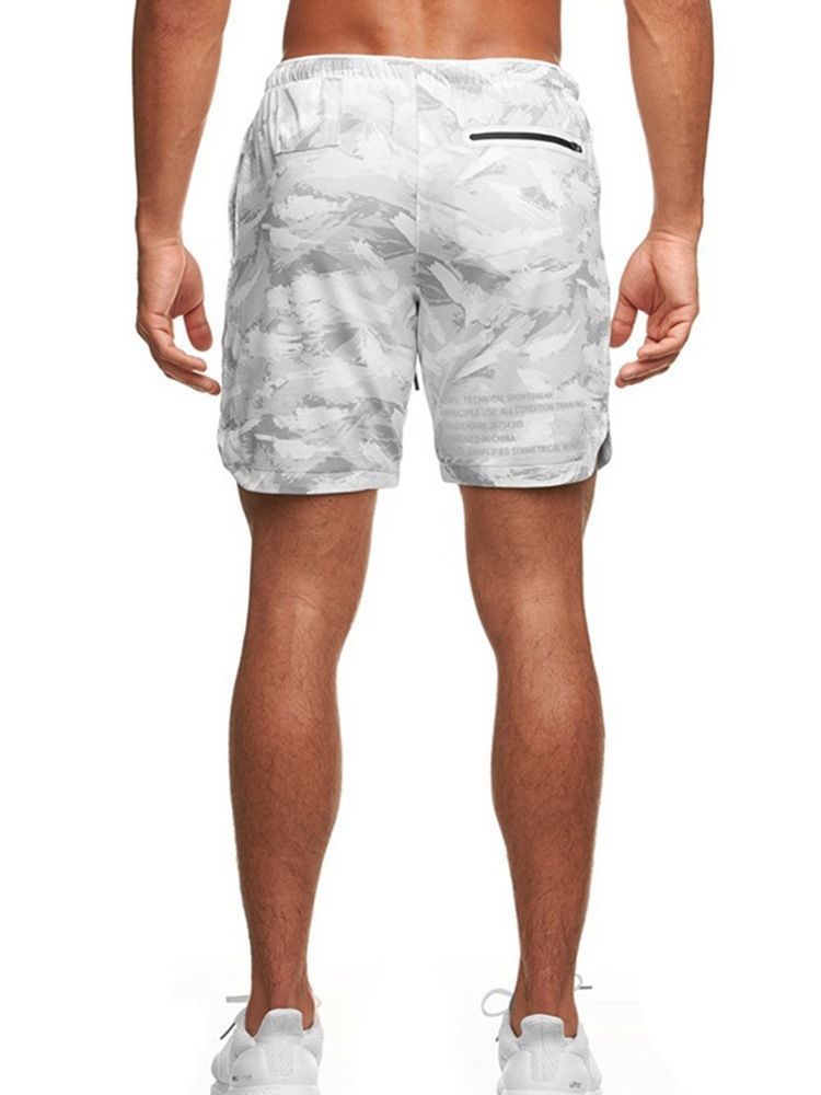 Slim Camouflage Print Casual Mid Waist Shorts For Menn