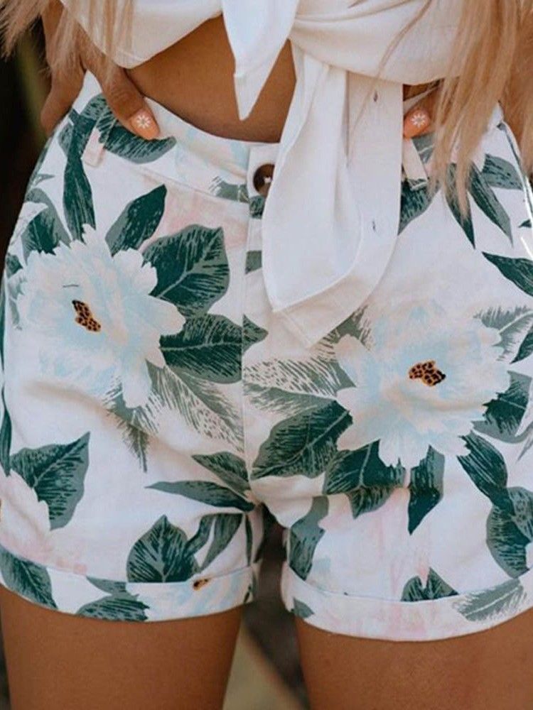 Straight Floral Pocket Dame Slim Shorts