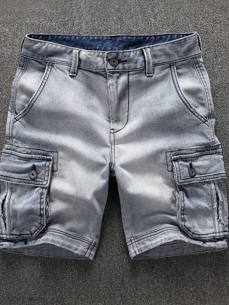 Straight Mid Waist Glidelås Shorts For Menn