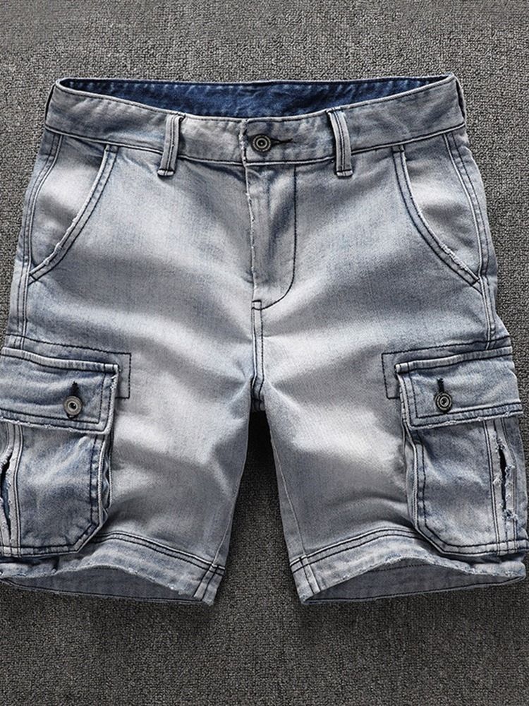 Straight Mid Waist Glidelås Shorts For Menn