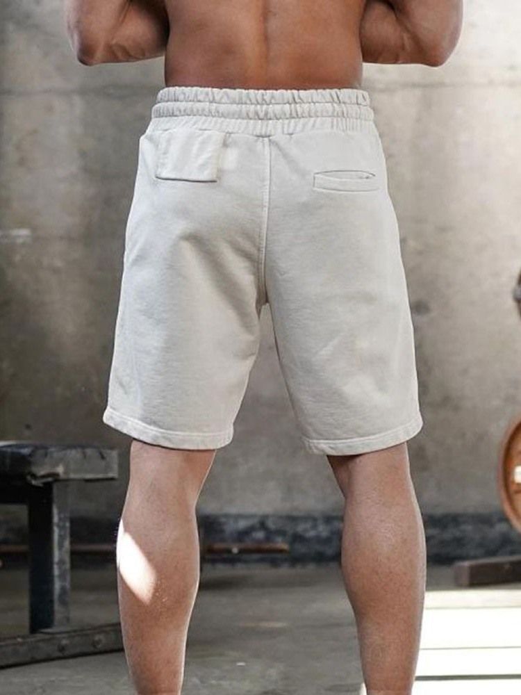 Straight Plain Lace-up Casual Shorts For Menn