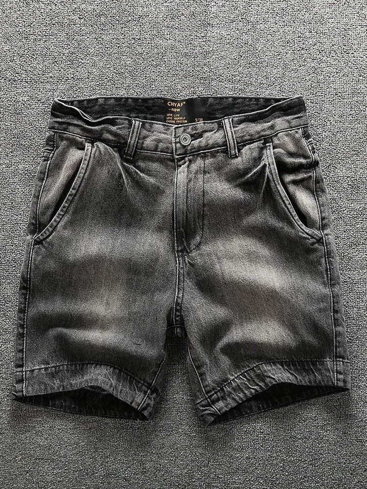 Straight Plain Zipper Mid Waist Shorts For Menn