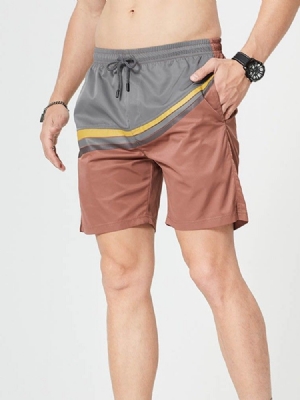 Straight Pocket Casual Lace-up Shorts For Menn