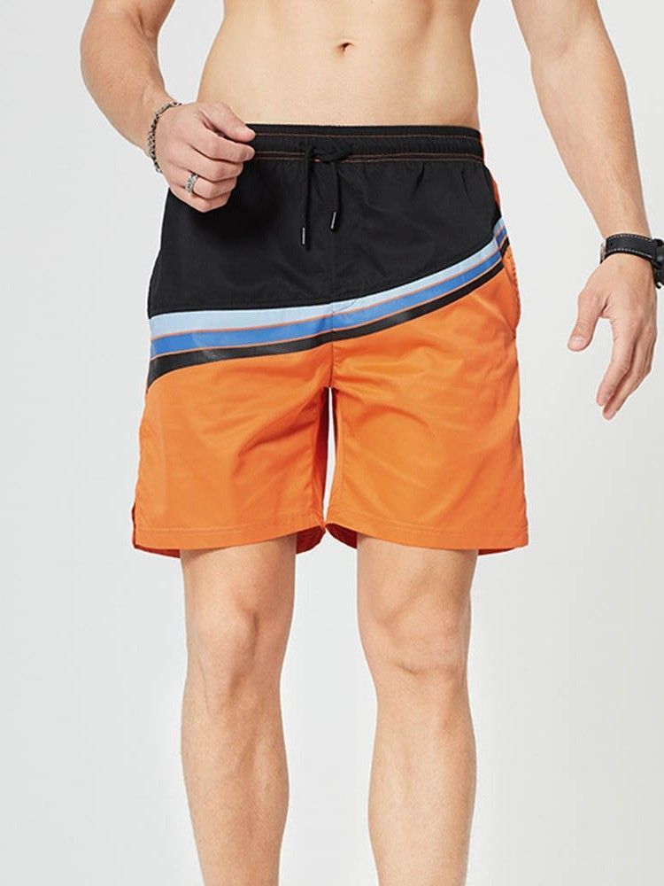 Straight Pocket Casual Lace-up Shorts For Menn