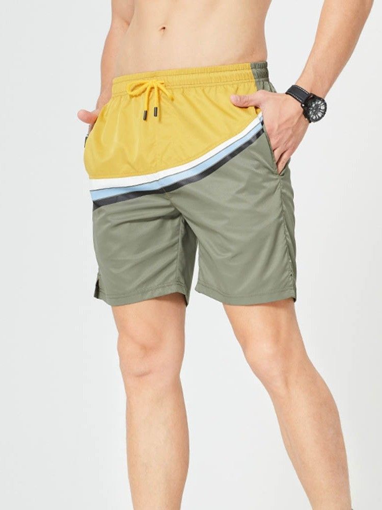 Straight Pocket Casual Lace-up Shorts For Menn